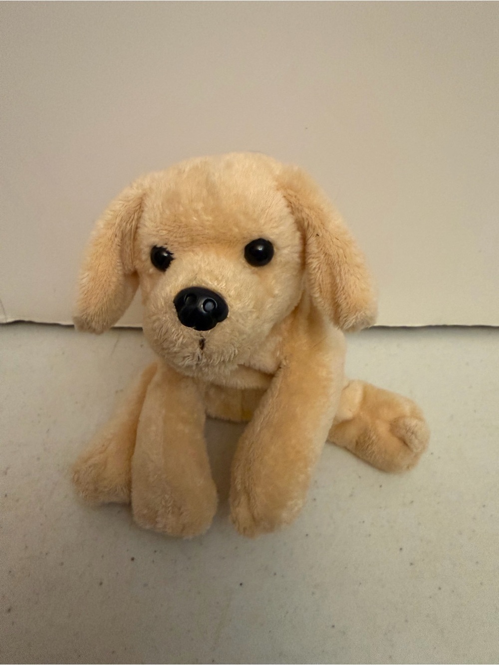 Plush Beige Puppy Stuffed Animal - Soft Cuddly Dog Toy
